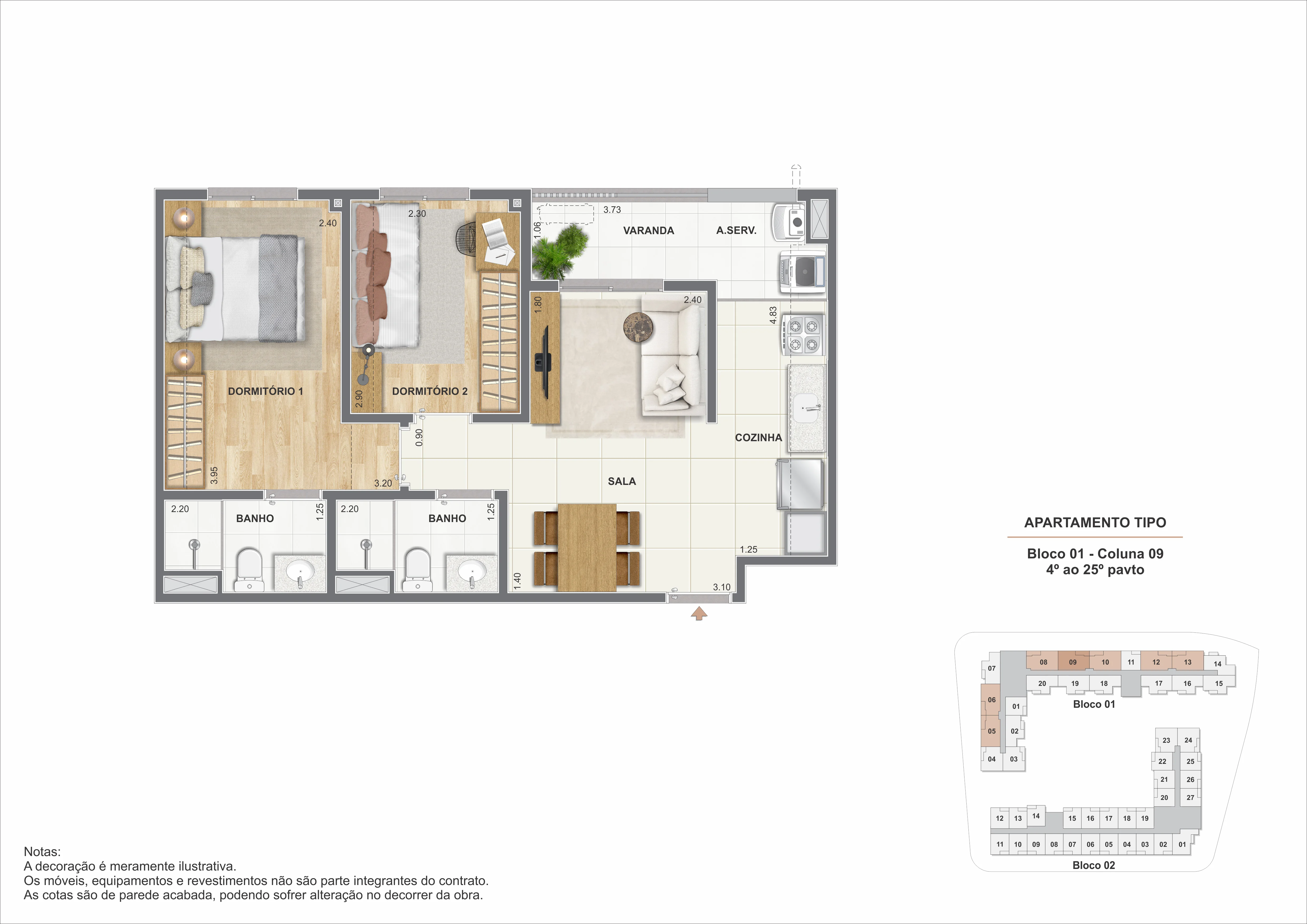 Planta 2 Quartos com Suíte — Caminhos da Guanabara